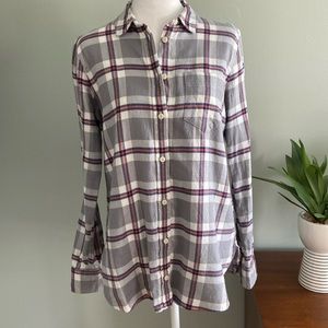 J Crew Plaid Flannel “Boy” Style Button Down Like New Size 4